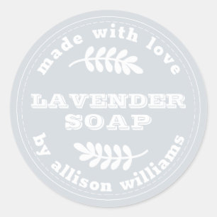 Custom Lavendel Soap Pastel Blue Runder Aufkleber