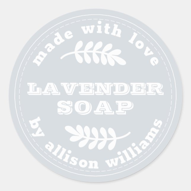 Custom Lavendel Soap Pastel Blue Runder Aufkleber (Vorderseite)