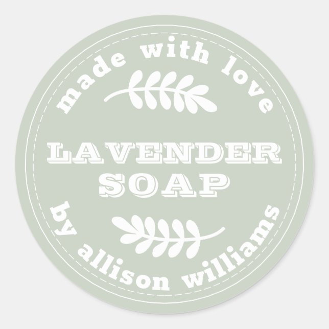 Custom Lavendel Soap Pastel Green Runder Aufkleber (Vorderseite)