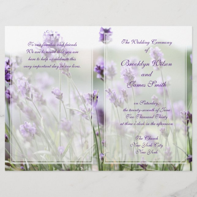 Custom Lavender Bohemisch Wedding Programs Flyer (Vorderseite)