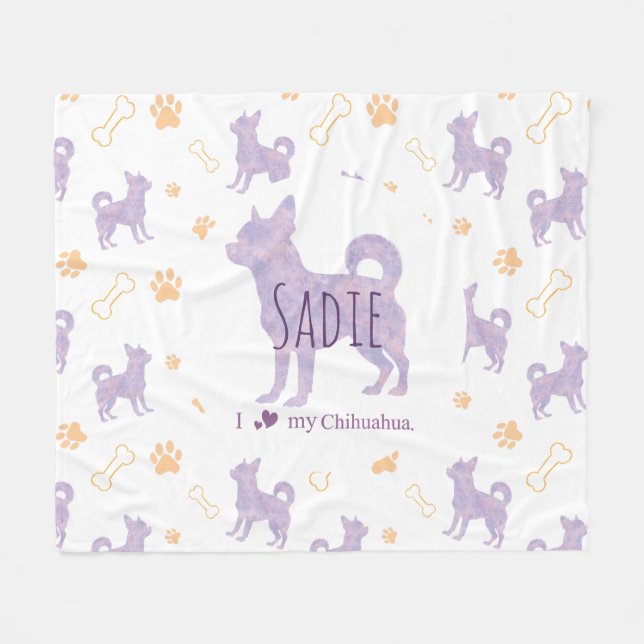 Custom lavender chihuahua Silhouette blanket Fleecedecke (Vorderseite (Horizontal))
