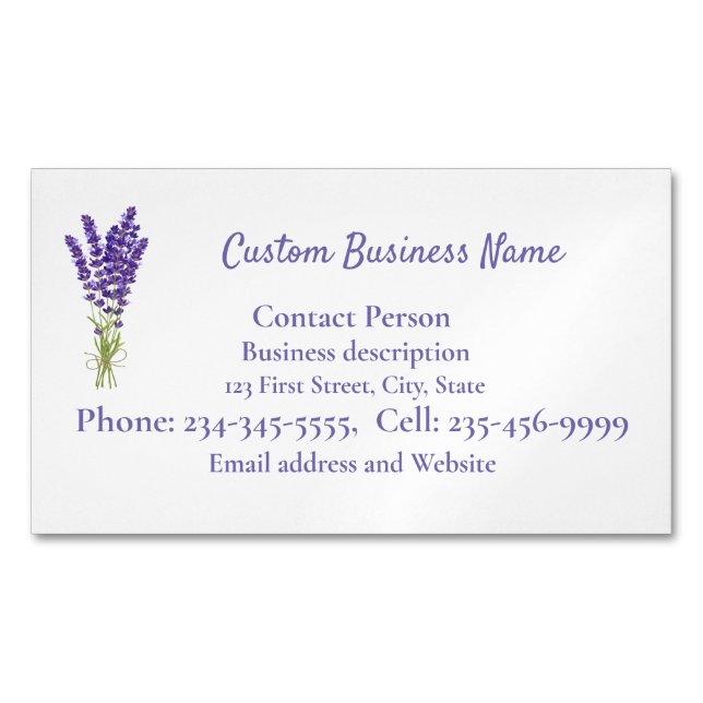 Custom Lavender lila mauve Garden Blume Magnetische Visitenkarte (Vorderseite)