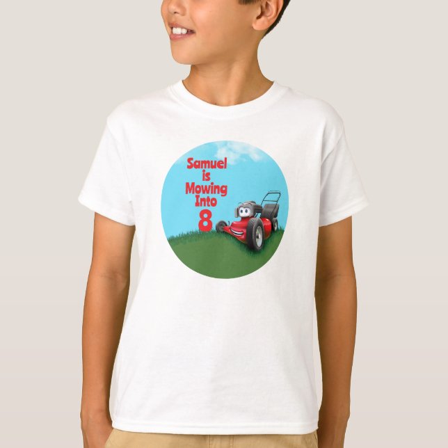 Custom Lawn Mower Kid's Birthday T-Shirt (Vorderseite)