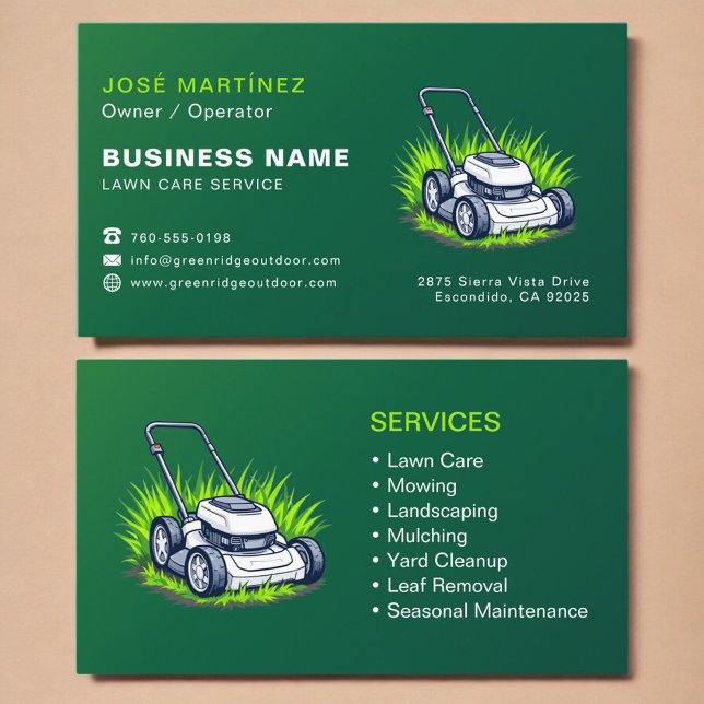 Custom Lawn Service Company Visitenkarte (Von Creator hochgeladen)