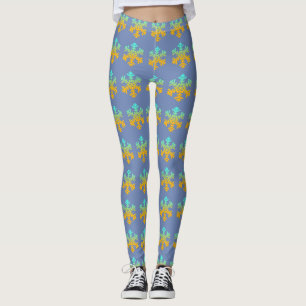 Custom Leggings Snowflakes Blue