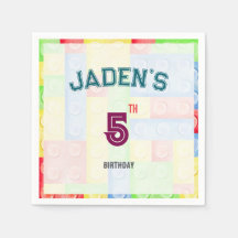 Custom Lego Block Birthday Party Napkins