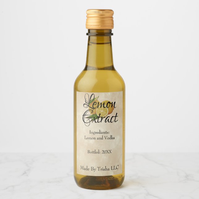 Custom Lemon Extract Oil Label Small Business Weinetikett (Vorderseite)