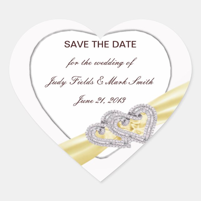 Custom Lemon Hearts Save the Date Stickers (Vorderseite)