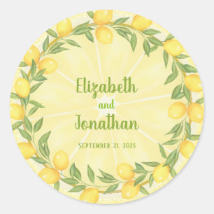 Custom Lemon Slice and Kranz Wedding Stickers