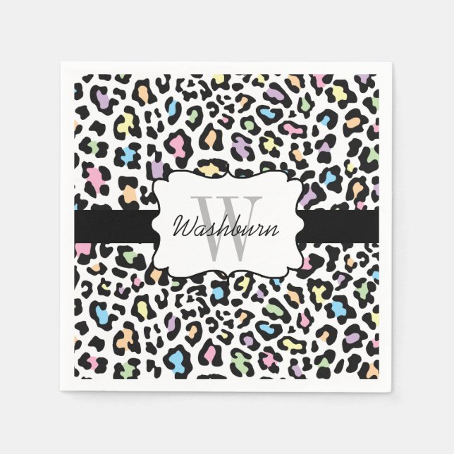 Custom Leopard Multi Colors Cocktail Napkin Serviette (Vorderseite)