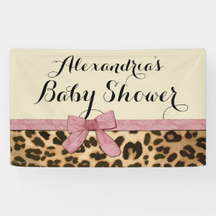 Custom Leopard Pink Bow Girl Baby Dusche Banner