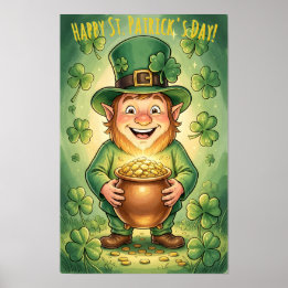 Custom Leprechaun Gnome Happy St. Patrick's Day  Poster