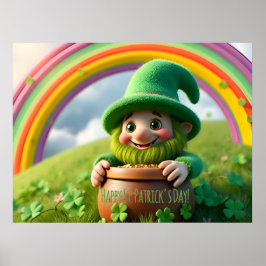 Custom Leprechaun Gnome St. Patrick's Day Shamrock Poster