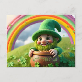 Custom Leprechaun Gnome St. Patrick's Day Shamrock Postkarte