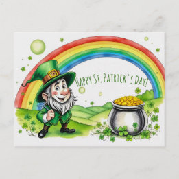 Custom Leprechaun Gnome St. Patrick's Day Shamrock Postkarte