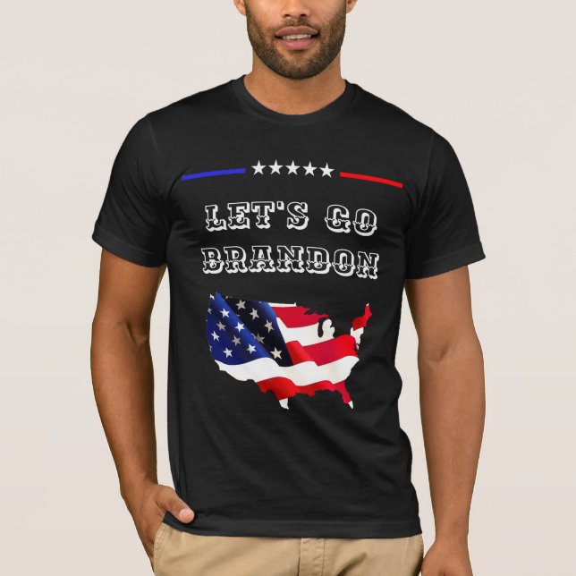 Custom LET'S GO BRANDON Funny Trump USA Flag T-Shirt (Vorderseite)