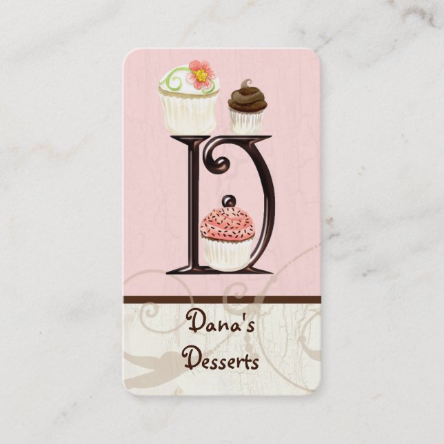Custom Letter D Monogram Desserery Business Visitenkarte (Vorderseite)