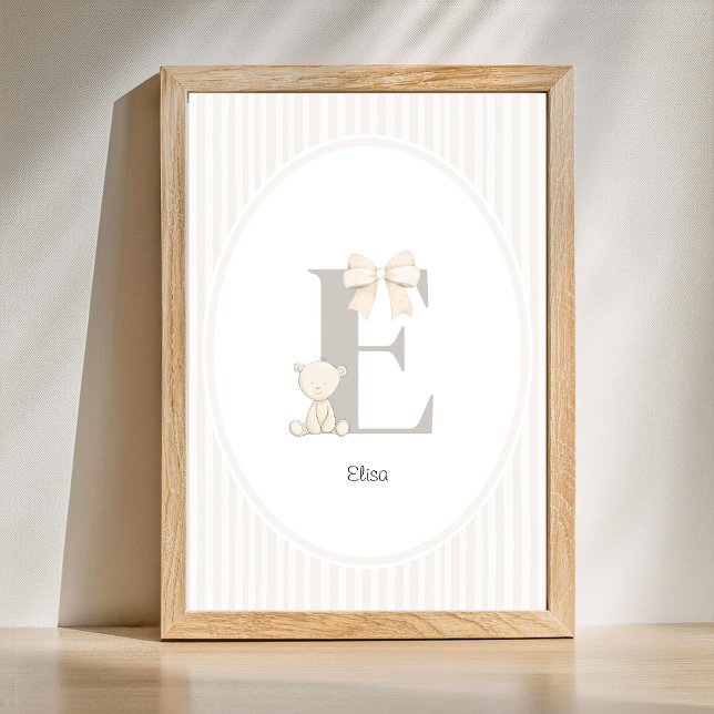 Custom Letter E Nursery Wall Art - Baby Name Print Poster (Letter E Nursery Wall Art - Custom Baby Name Print)