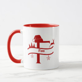 Custom Letter F Name Christmas Monogram Tasse