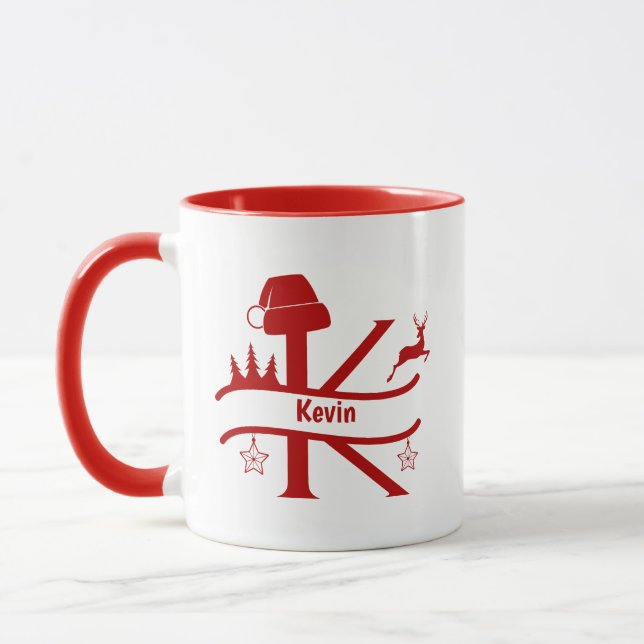 Custom Letter K Name Christmas Monogram Tasse (Links)