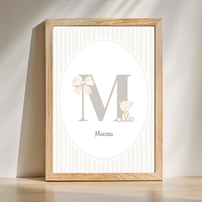 Custom Letter M Nursery Wall Art – Baby Name Print Poster (Letter M Nursery Wall Art - Custom Baby Name Print)