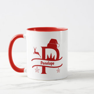 Custom Letter P Name Christmas Monogram Tasse
