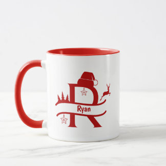 Custom Letter R Name Christmas Monogram Tasse
