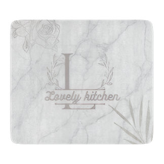 Custom Letter White and Gray Marble Cutting Board Schneidebrett