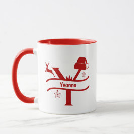 Custom Letter Y Name Christmas Monogram Tasse