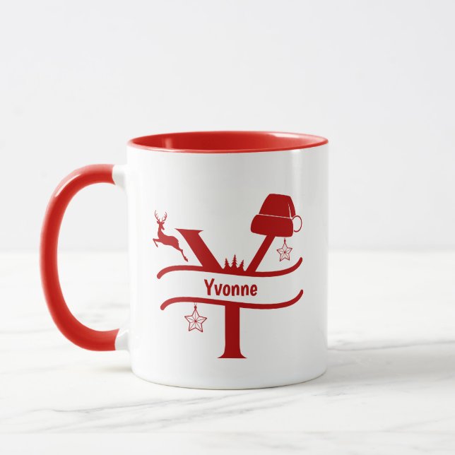 Custom Letter Y Name Christmas Monogram Tasse (Links)