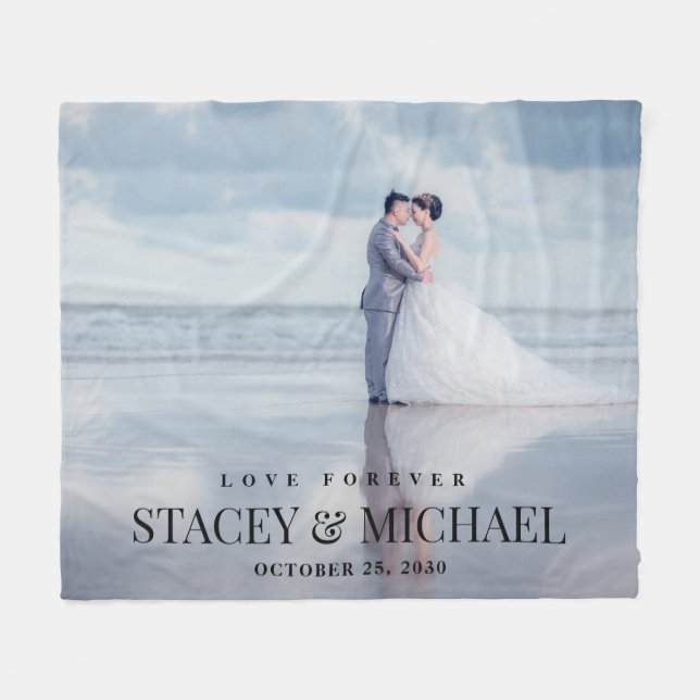 Custom Liebe Forever Foto Hochzeit Fleecedecke (Vorderseite (Horizontal))