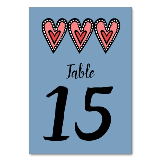 Custom Liebe Heart Wedding Tischnummer (Vorderseite)