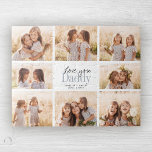 Custom Liebe You Daddy Vathers Day Foto Collage<br><div class="desc">Liebe,  Papa! Ein wunderschönes,  modernes Familiengeschenk für einen geliebten Foto verbindet handgeschriebene Schrift mit moderner Typografie und Layout. Füllen Sie dieses maßgeschneiderte Puzzle mit 8 beliebten Fotos aus der Familie,  Hochzeiten und anderen Lebensereignissen und bringen Sie Papa ein Lächeln über die nächsten Jahre.</div>