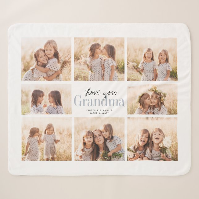 Custom Liebe You Oma Oma Grandkids FotoCollage Sherpadecke (Vorderseite (Horizontal))