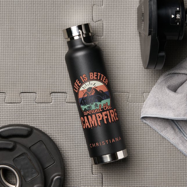 Custom Life ist besser um das Campfire Camping Trinkflasche (Fitnessstudio)