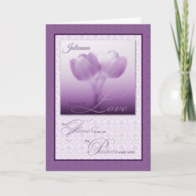 Custom Life Partner Geburtstag Lila Tulissen Karte (Vorderseite)