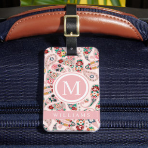 Custom Light Dark Baby Pink Paisley Pattern Gepäckanhänger