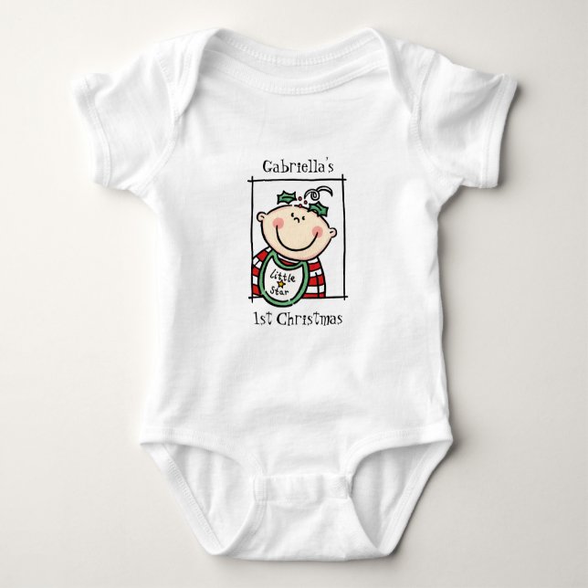 Custom Light Skin Tone Baby's First Christmas Baby Strampler (Vorderseite)