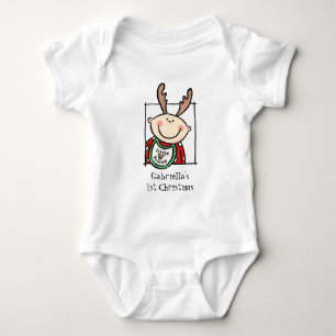 Custom Light Skin Tone Baby's First Christmas Baby Strampler