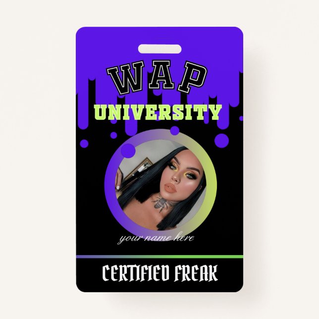 Custom Lila and Green WAP ID Freak von Cardi B Ausweis (Vorderseite)