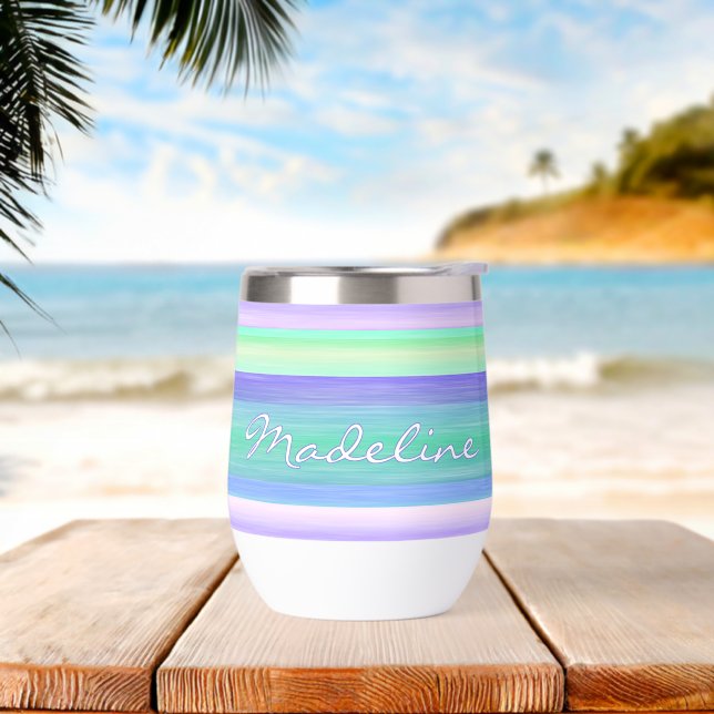 Custom Lila Blue Pink Minze Green Stripes Art (Strand)