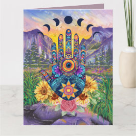 Custom Lila Floral Hamsa Hand Fatima Gruß Karte