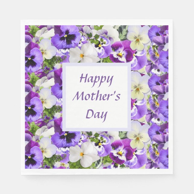 Custom Lila Floral Happy Mother Day Serviette (Vorderseite)