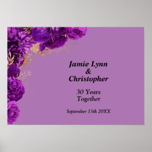 Custom Lila Floral Wedding Anniversary Poster
