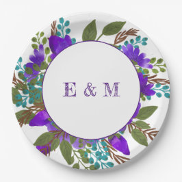 Custom Lila Floral Wedding Pappteller