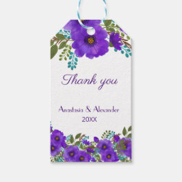 Custom Lila Floral Wedding Vielen Dank Geschenkanhänger