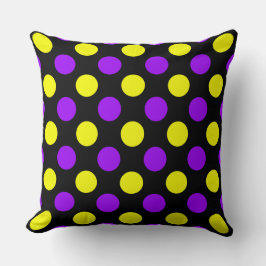 Custom Lila Gelb Polka Dot - Large Dot Pillow Kissen