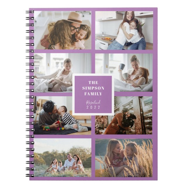Custom Lila Lavender INSTA Family Foto Collage Notizblock (Vorderseite)