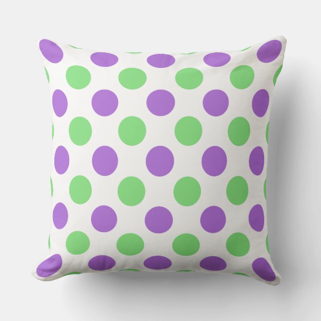 Custom Lila Minze Large Polka Dot Pillow Kissen (Vorderseite)