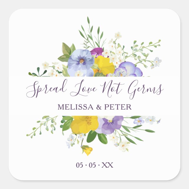 Custom Lila Shades Bouquet Wedding Quadratischer Aufkleber (Vorderseite)